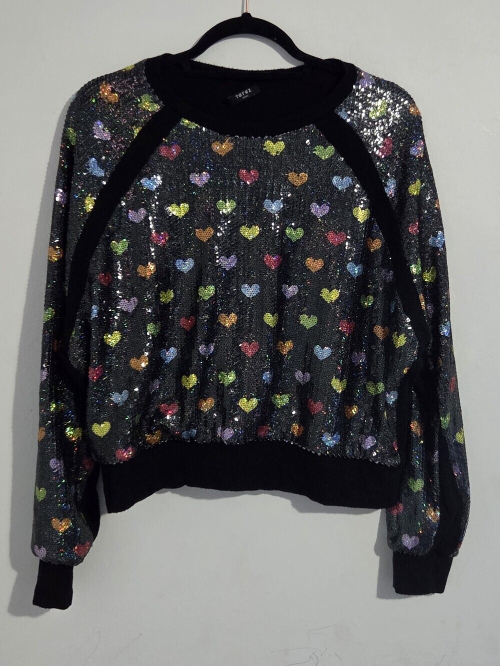 Terez Heart Sequined Sweater